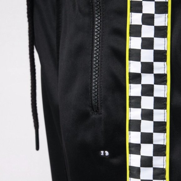 LAZY OAF | Black Track Pant with Checkered Detail (XS) - Picture 2 of 9